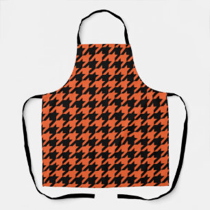Oranje zwarte houndstooth-controle schort
