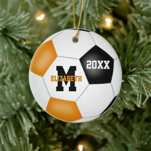 oranje zwarte jongens team kleuren voetbal keramisch ornament
