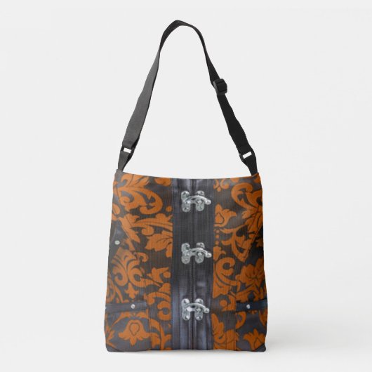 Oranje zwarte kant Steampunk Canvas tas (Achterkant)