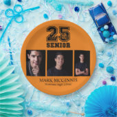 Oranje Zwarte Klasse 2025 Afstuderen Foto Papieren Bordje (Feest)