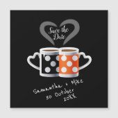 Oranje + Zwarte Kleur Ontwerp Koffie Save the Date (Voorkant)