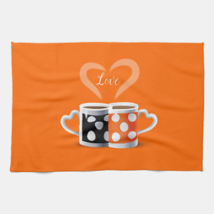 Oranje + zwarte Koffiekleur Koffiekleurendruk POP Theedoek