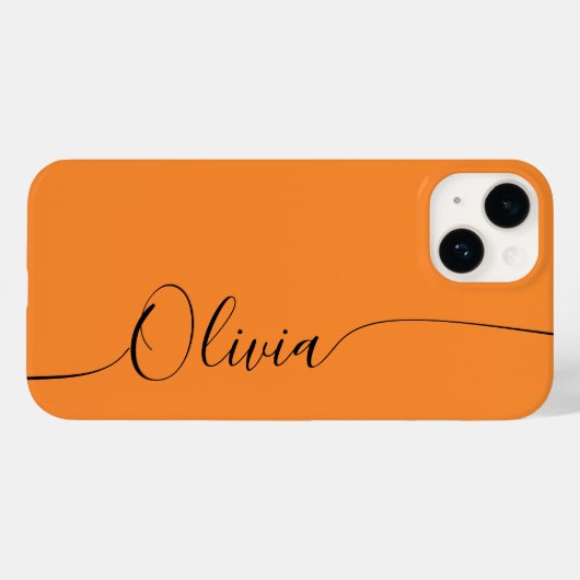 Oranje zwarte legant kalligrafiescript - naam Case-Mate iPhone case (Achterkant (horizontaal))