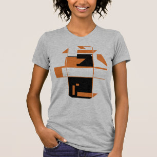 Oranje zwarte MCM-geïnspireerde geometrische Abstr T-shirt