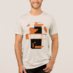 Oranje zwarte MCM-geïnspireerde geometrische Abstr Tri-Blend Shirt