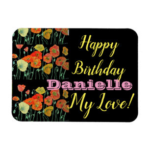 Oranje zwarte papaver Happy Birthday-vriend Magnet Magneet