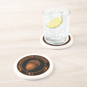  Oranje Zwarte Proverb Oak Acorn Plant Coast Zandsteen Onderzetter