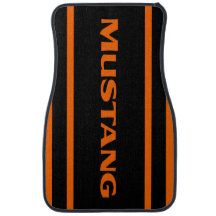 Oranje zwarte racestapes Mustang Vloermatten