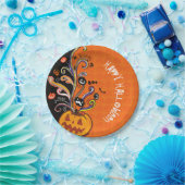 Oranje zwarte rode pompoen Halloween Party Papieren Bordje (Feest)