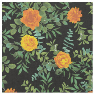 Oranje Zwarte Rozen Floral Flowers Stof