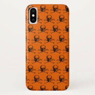 Oranje zwarte schedel Halloween iPhone X Hoesje
