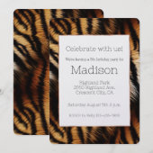 Oranje zwarte tijgerstrepen Animal Birthday Kaart (Voorkant / Achterkant)