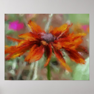 Oranje zwarte-verige Susan Flower Art Poster