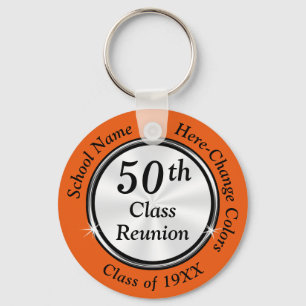 Oranje, zwarte, witte, 50e klas Reunion Favors Sleutelhanger