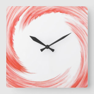 Oranje Zwirl Abstracte Kunst Vierkante Klok