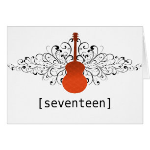 Oranje Zwirls Guitar Table Number Kaart