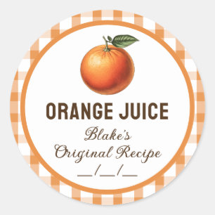 Oranjesap bliklabel met geruit ontwerp ronde sticker