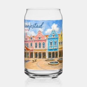 Oranjestad Aruba Caribisch Eiland Reis Souvenir Blikvorm Glas