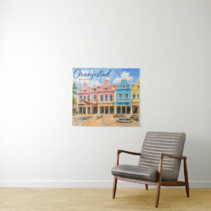 Oranjestad Aruba Caribisch Eiland Reis Souvenir Wandkleed
