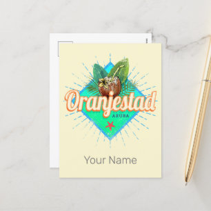 Oranjestad Aruba Retro  Caribisch Souvenir Feestdagenkaart
