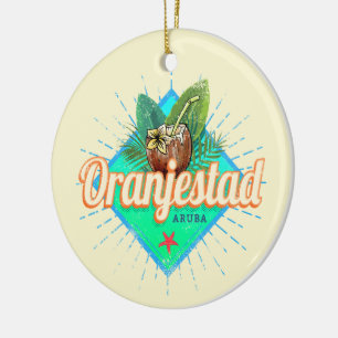 Oranjestad Aruba Retro  Caribisch Souvenir Keramisch Ornament