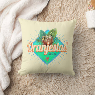 Oranjestad Aruba Retro  Caribisch Souvenir Kussen
