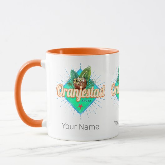 Oranjestad Aruba Retro  Caribisch Souvenir Mok (Links)