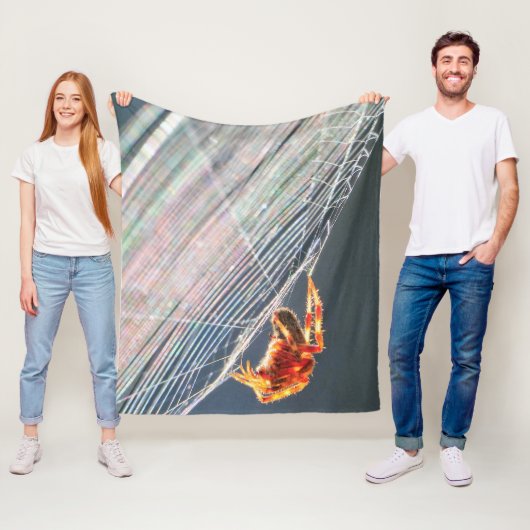 Orb Spider on Web Fleece Deken (In situ)