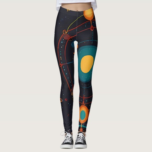 Orbite cosmique Vibrant Système solaire Leggings (Devant)