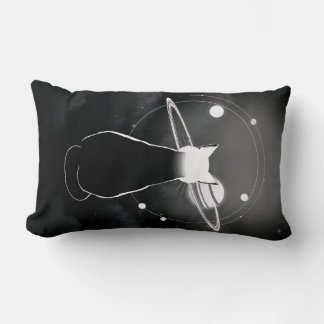 Orbiting Cosmic Cat Kussen — Minimalistisch Ontwer