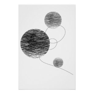 Orbs Abstracte Kunst Kinship Zwart-wit Perfect Poster