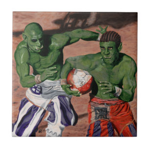 Orc Gladiator Football Fantasy Art Keramische Tege Tegeltje