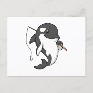 Orca als Fisher met Geviste staaf Briefkaart