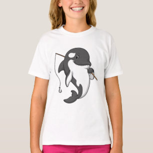 Orca als Fisher met Geviste staaf T-shirt
