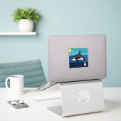 Orca - Autocollant vinyle (Ordinateur portable sur le bureau)