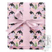 Orca Birthday Gift Wrapping Paper in Pink Cadeaupapier