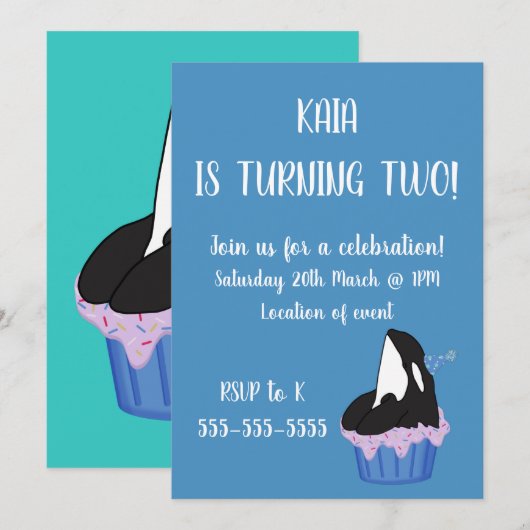 Orca Birthday Kaart (Voorkant / Achterkant)