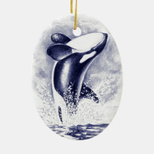 Orca Breiking Keramisch Ornament