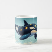Orca Cartoon Stijl levendig Kleurrijk Cute Koffiemok (Center)