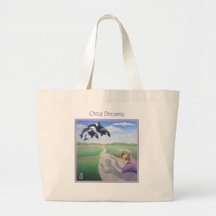 Orca Dreams "Het is ook mijn planeet!" Grote Tote Bag