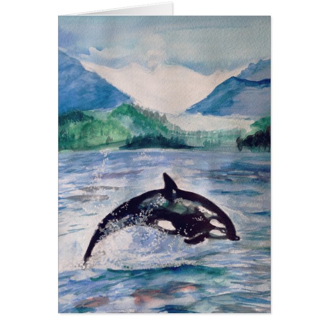 Orca, Eau de Baleine dessin Carte postale (Devant)