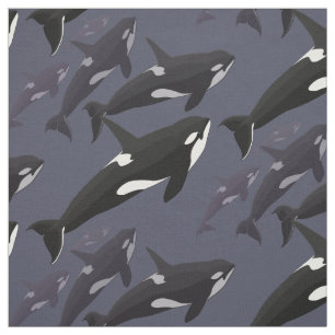 Orca Fabric Killer Whale Art Natural Linen Fabric Stof
