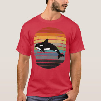 Orca Family  Retro Art Killer Whale Family T-shirt