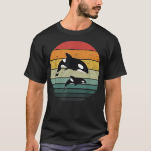 Orca Family  Retro Art, Killer Whale Family T-shirt