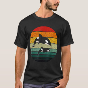 Orca Family  Retro Art Killer Whale Family T-shirt