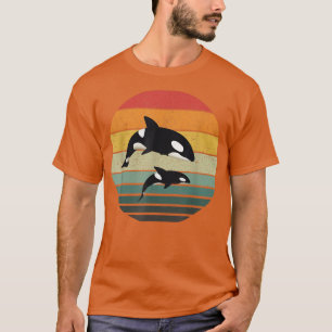 Orca Family Retro Art, Killer Whale Family T-shirt