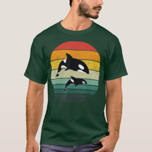Orca Family  Retro Art Killer Whale T-shirt