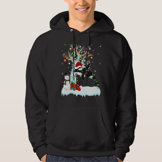 Orca Fish Xmas Tree Lighting Santa Hat Orca Christ Hoodie (Voorkant)