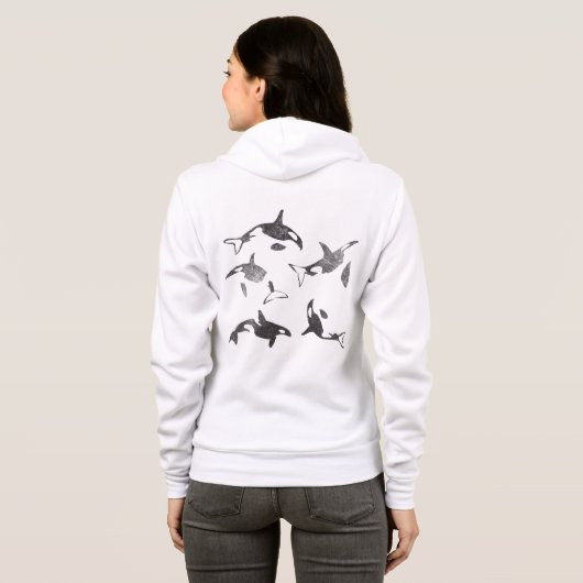 Orca Full Zip Up Grunge Back Design Hoodie (Achterkant volledig)