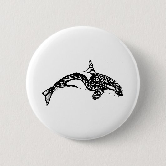 Orca - Handtekening - zwart en wit Ronde Button 5,7 Cm (Voorkant)